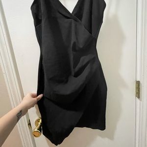 Black asymmetrical hem dress